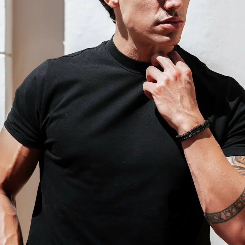 Minimalist Black Rope Bracelet Wave